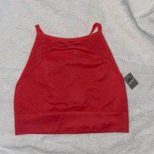 aerie bright coral crop top/sports bra size S